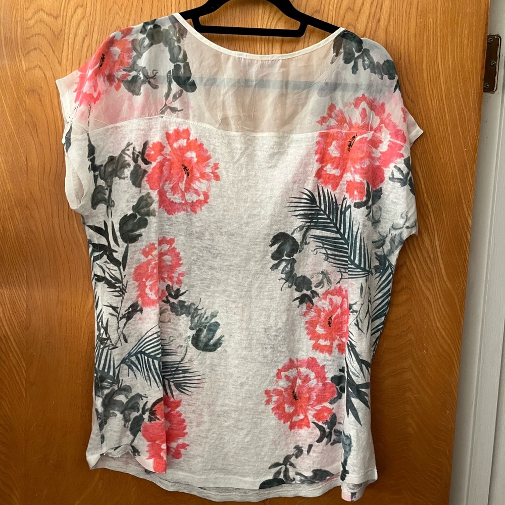SJS tropical print crew neck short sleeve tee 3X - Picture 5 of 6